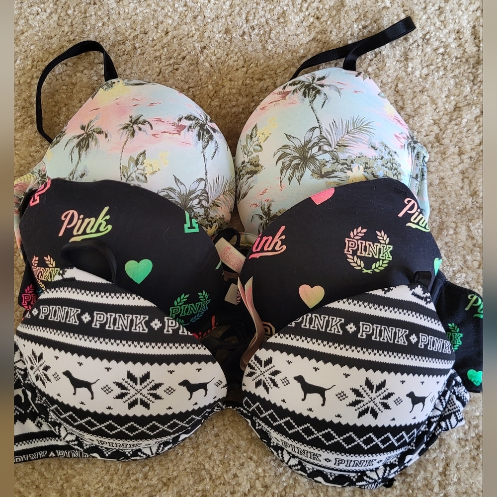 PINK Victoria's Secret Black and White Patterned Bras